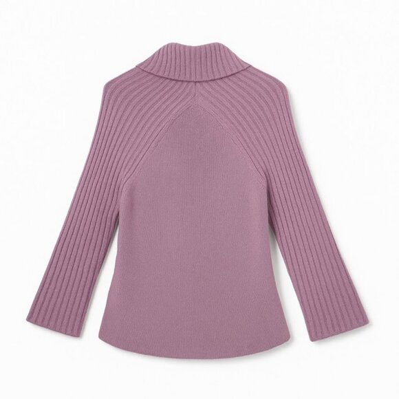CHICO'S Lilac Ribbed Cowl Neck Sweater - Size Medium - Picture 4 of 7